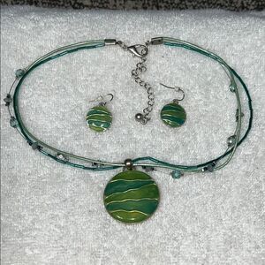 Green and Silver Jewelry Set
